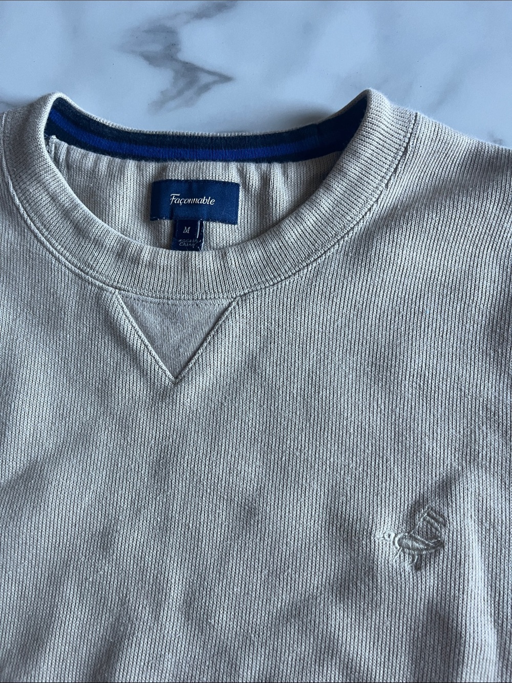 Faconnable Men's Cream Crewneck Sweater
